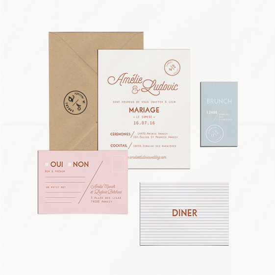 faire-part mariage cuivre moderne chic et graphique