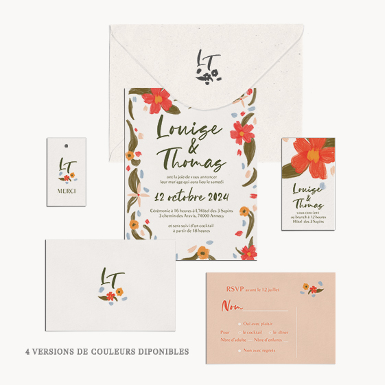 faire-part mariage fleurs de saisons illustrations