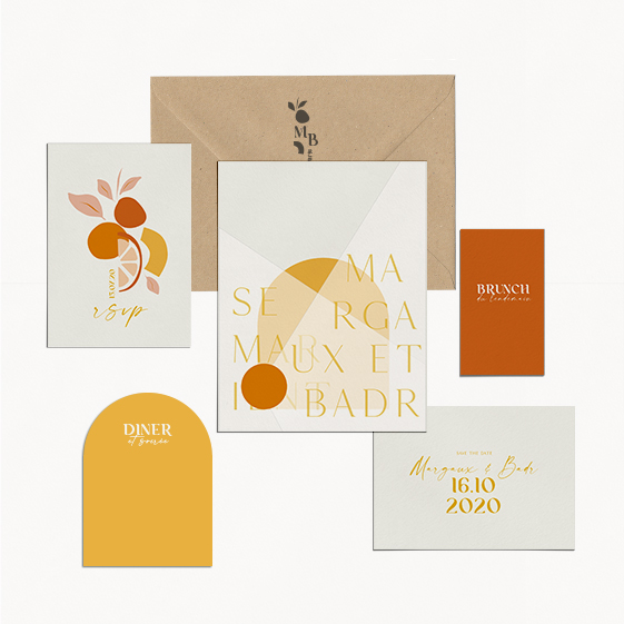 faire-part mariage tutti frutti composition fruits modernes