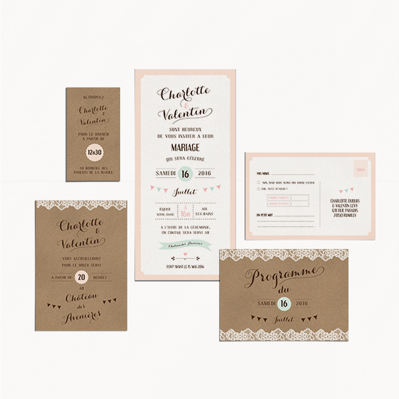 faire-part mariage vintage et pastel 